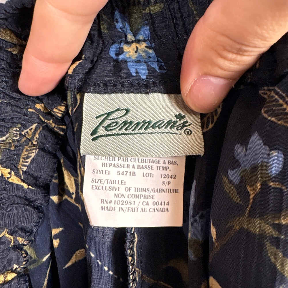 Penmans Skirt Floral Pleated Midi Small Navy Blue Dark Academia Romantic Y2K - Picture 3 of 5